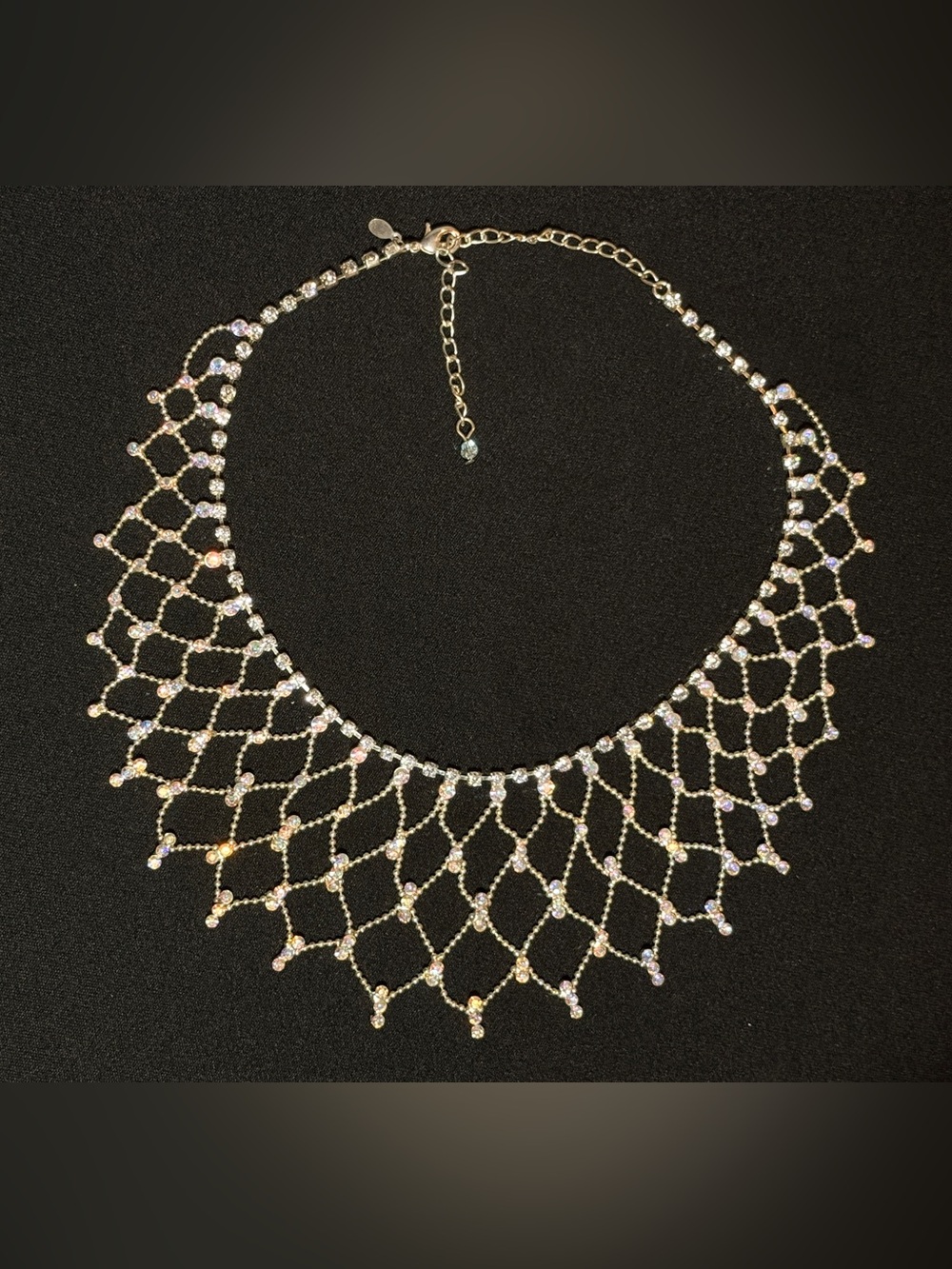 Kirks Folly Vintage SilverCrystal Lattice Necklace - Statement Bib Necklace